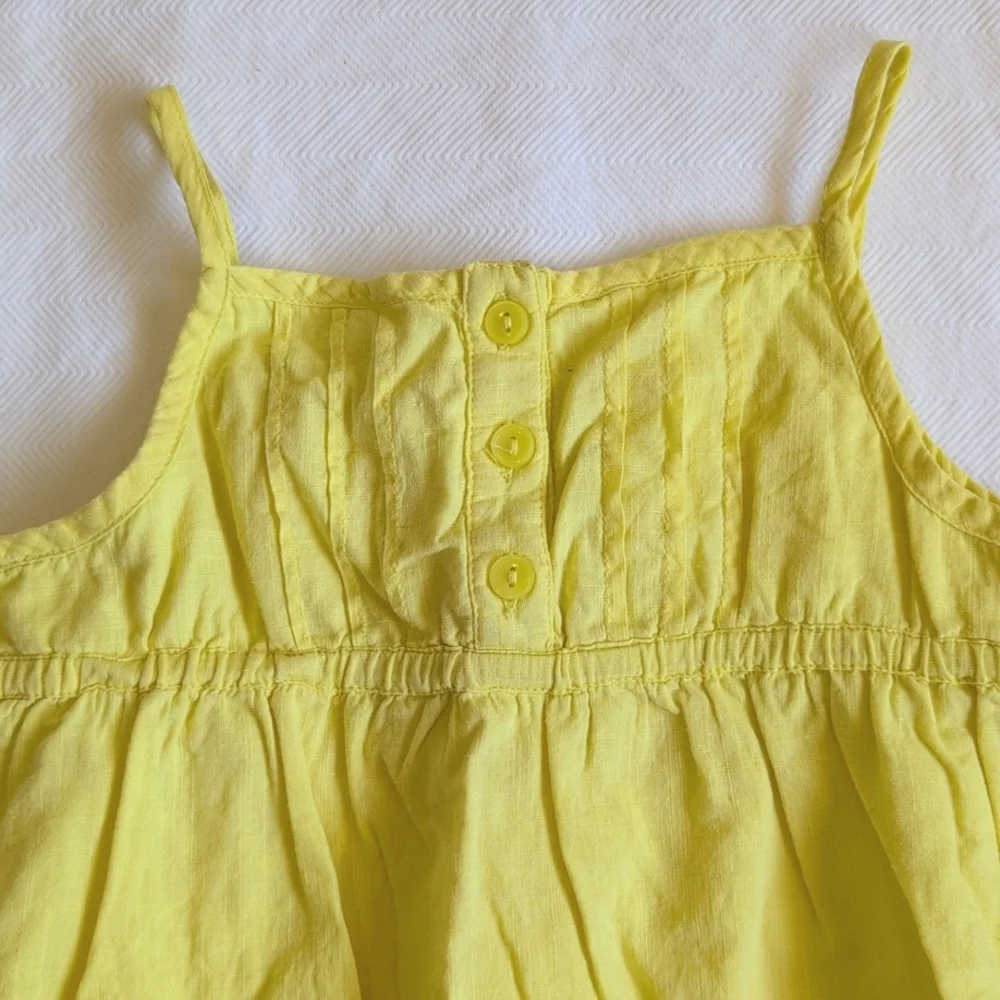 old navy yellow eyelet trim empire waist cotton tank blouse 3T toddler girls - Picture 2 of 7
